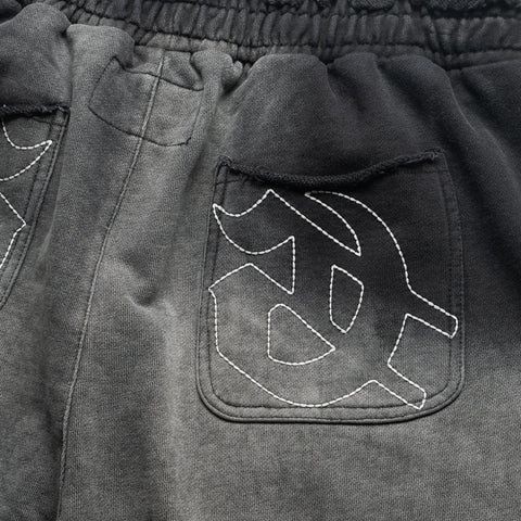 Godspeed New York Carpenter Distressed Shorts - Black Sun Fade