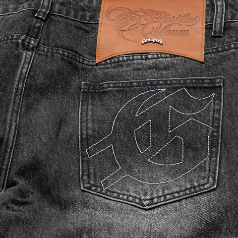 Godspeed New York Stitched OG Logo Flared Denim - Grey Wash