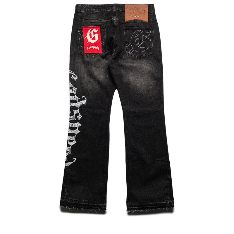 Godspeed New York OG Logo Flared Denim - Grey Wash – Sneaker Politics