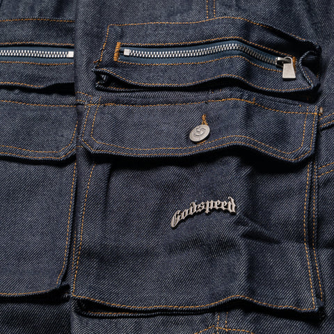 Godspeed New York Rockstar Flare Cargo Denim - Raw Blue