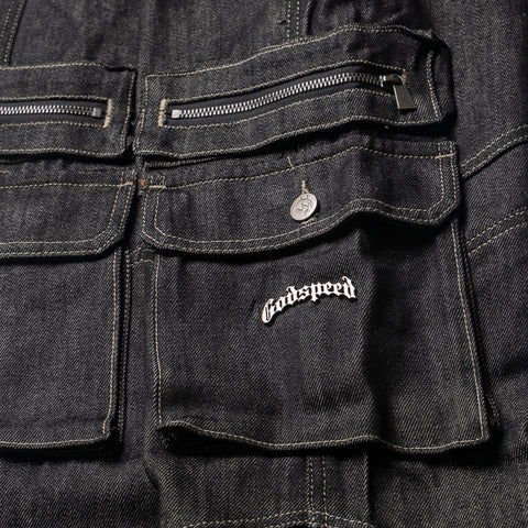 Godspeed New York Rockstar Flare Cargo Denim - Raw Black