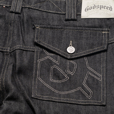 Godspeed New York Rockstar Flare Cargo Denim - Raw Black