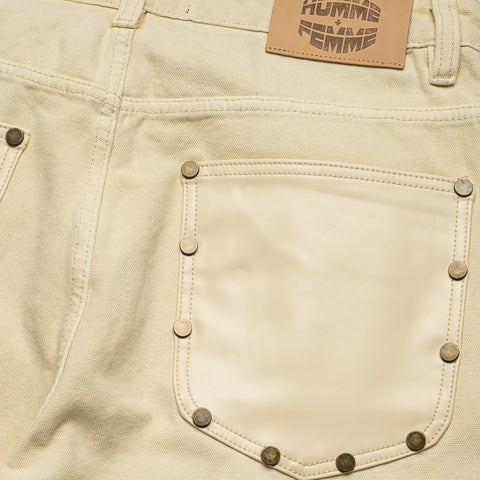 Homme Femme Arsenal Studded Canvas Shorts - Cream