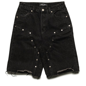 Homme Femme Arsenal Studded Denim Shorts - Black