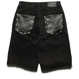 Homme Femme Arsenal Studded Denim Shorts - Black