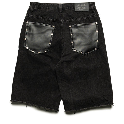 Homme Femme Arsenal Studded Denim Shorts - Black