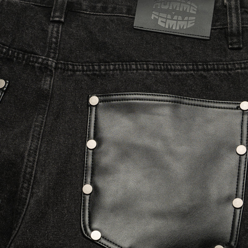 Homme Femme Arsenal Studded Denim Shorts - Black – Sneaker Politics