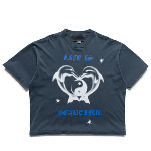 Jungles Life Is Beautiful Tee - Vintage Blue