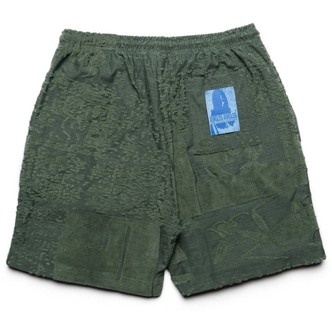 Jungles Symbols Terry Toweling Shorts - Green