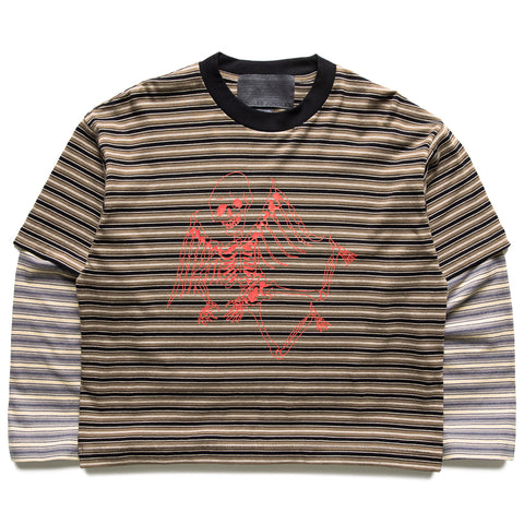 Jungles Skeleton Stripe L/S Tee - Brown Stripe