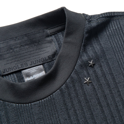 Jungles Stripe Knit S/S Tee - Charcoal