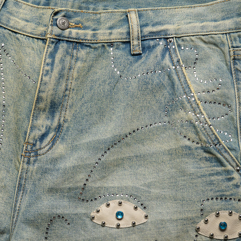 KidSuper Studded Face Jeans - Blue