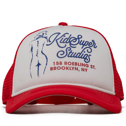 KidSuper Puff Print Trucker Hat - Red