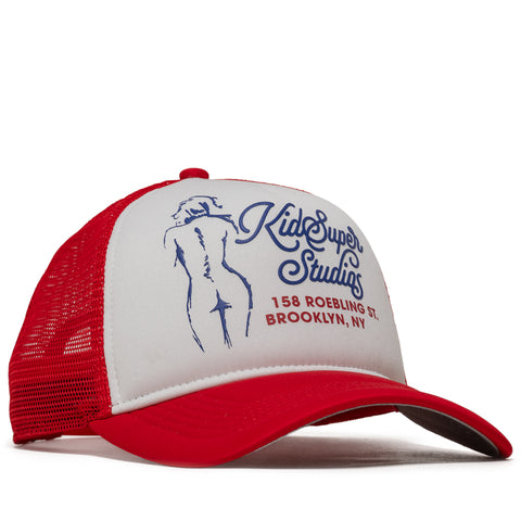KidSuper Puff Print Trucker Hat - Red