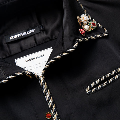 Kody Phillips Embellished Lasso Shirt- Black
