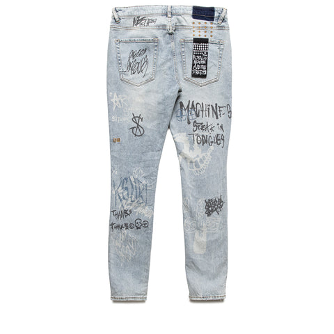 Ksubi Van Winkle Graffiti Denim Pant - Rogue Blue