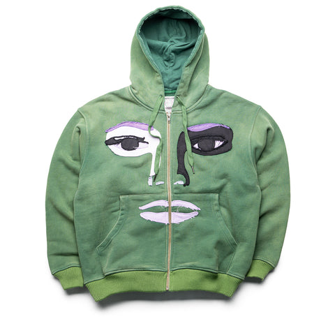 KidSuper Face Washed Zip Hoodie - Green