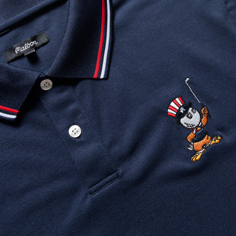 Malbon Golf  Eagle Buckets Performance Pique Polo - Navy