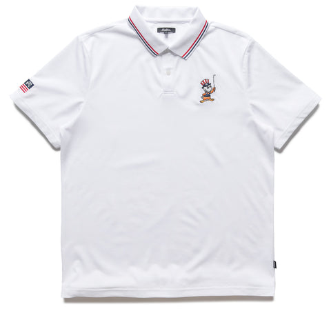 Malbon Golf Eagle Buckets Performance Pique Polo - White