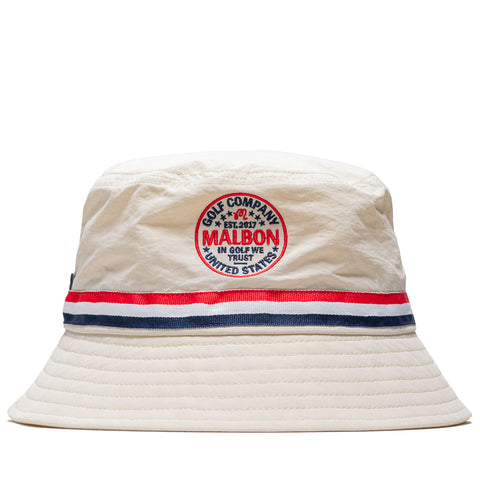 Malbon Golf In Golf We Trust Nylon Bucket Hat - Natural