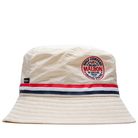 Malbon Golf In Golf We Trust Nylon Bucket Hat - Natural