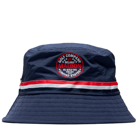Malbon Golf In Golf We Trust Nylon Bucket Hat - Navy