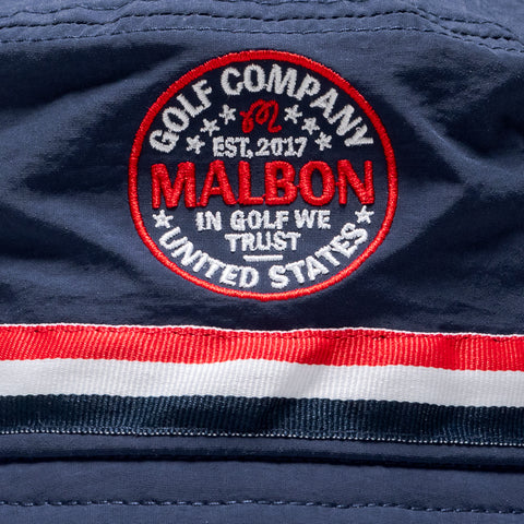 Malbon Golf In Golf We Trust Nylon Bucket Hat - Navy
