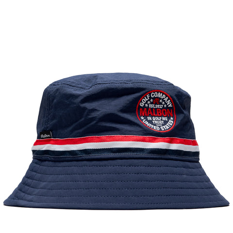 Malbon Golf In Golf We Trust Nylon Bucket Hat - Navy