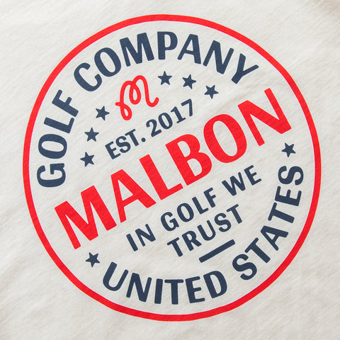 Malbon Golf In Golf We Trust Tee - Natural