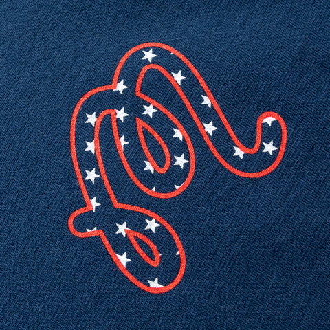 Malbon Golf In Golf We Trust Tee - Navy