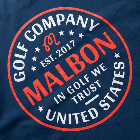 Malbon Golf In Golf We Trust Tee - Navy