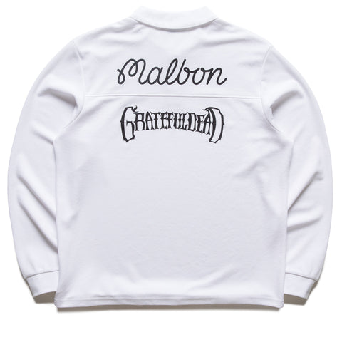 Malbon Golf x Grateful Dead Stealie L/S Polo - White