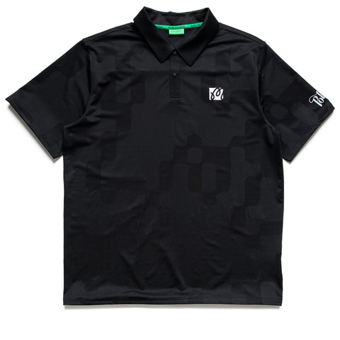Malbon Golf x Politics Performance Mesh Paneled Polo - Black
