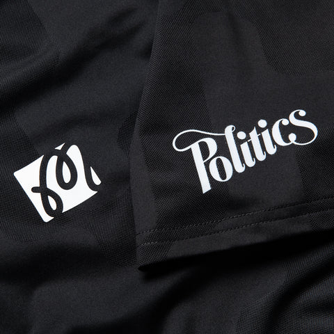 Malbon Golf x Politics Performance Mesh Paneled Polo - Black