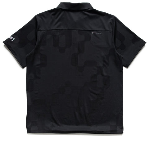 Malbon Golf x Politics Performance Mesh Paneled Polo - Black