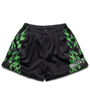 Market Toxic Flames Mesh Shorts - Black/Green