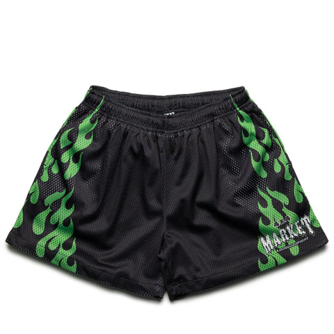 Market Toxic Flames Mesh Shorts - Black/Green