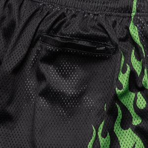 Market Toxic Flames Mesh Shorts - Black/Green