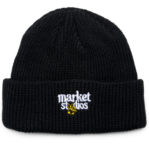 Market Smiley Upside Down Beanie - Black