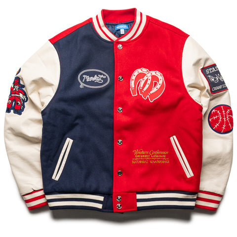 Market Old West Varsity Jacket - Navy/Salsa