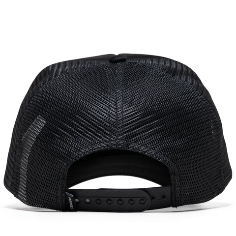 Market Smiley Smile Anyways Trucker Hat - Pirate Black