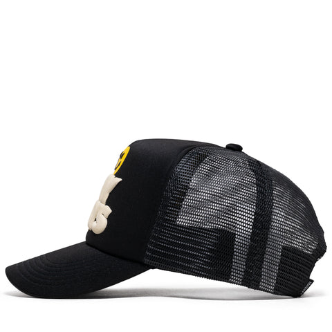 Market Smiley Smile Anyways Trucker Hat - Pirate Black