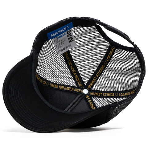 Market Smiley Smile Anyways Trucker Hat - Pirate Black