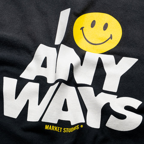 Market Smiley Smile Anyways Tee - Pirate Black