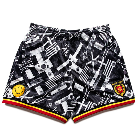 Market Smiley International Flags Soccer Shorts - Black/White