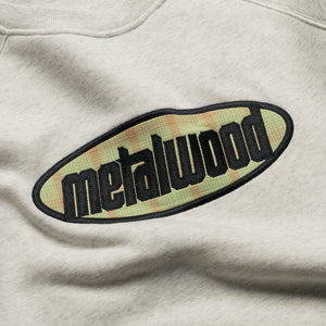 Metalwood Studio Plaid Oval Logo Raglan Crewneck - Heather Grey