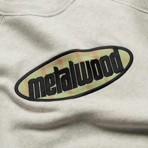 Metalwood Studio Plaid Oval Logo Raglan Crewneck - Heather Grey