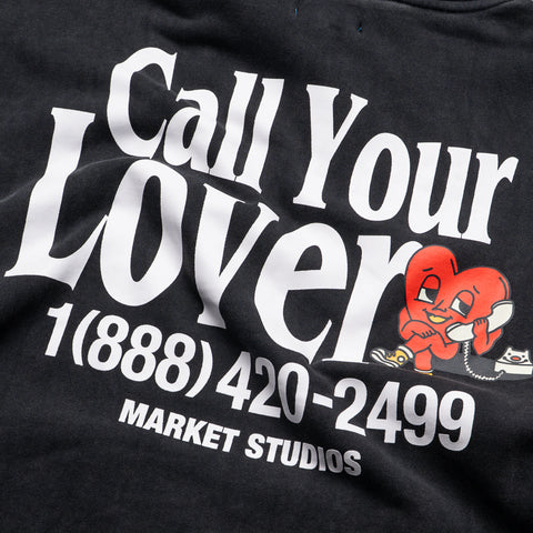 Market Call Your Lover Hoodie - Washed Black
