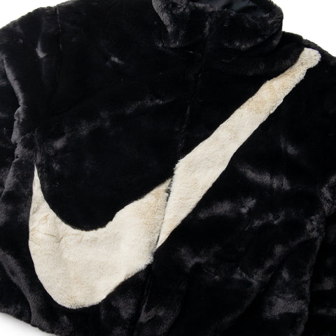 nike women sportswear faux fur jacket black fossil