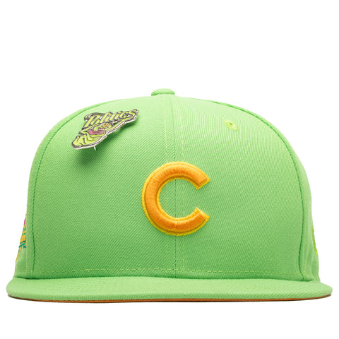 New Era x Politics Chicago Cubs 59FIFTY Fitted Hat - Green/Orange, Size 7 1/8 by Sneaker Politics